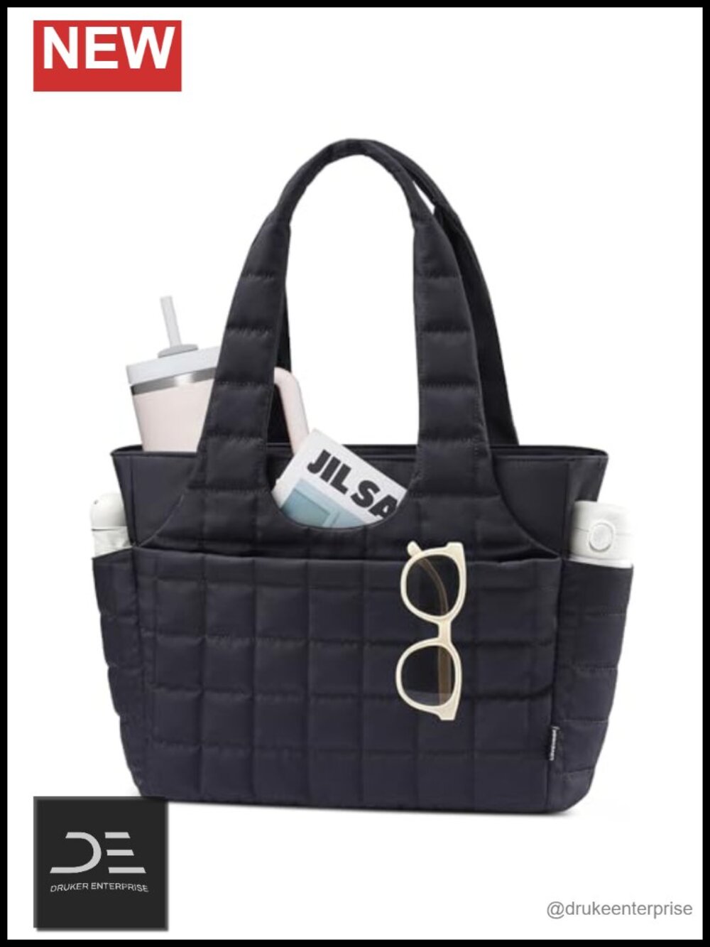 Lightweight Puffer Tote Bag with Compartments Quilted Shoulder Bag